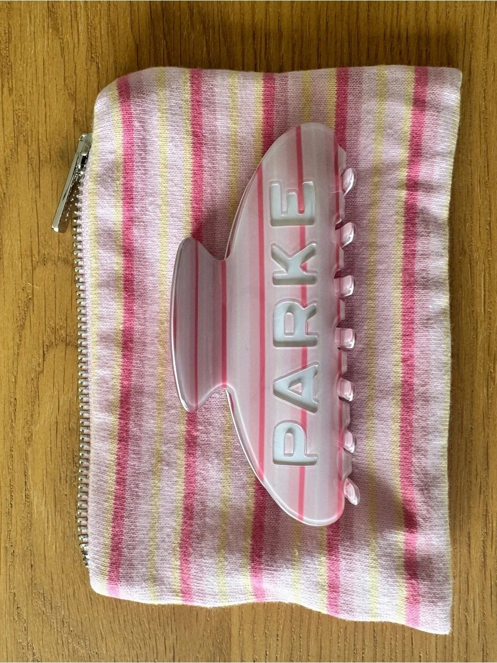 NEW Parke Pink Girly Stripe Hair Claw Clip Accessory